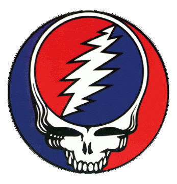 The Grateful Dead's Steal Your Face skull with a lightning bolt